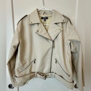 missguided cream faux leather jacket - new, never worn